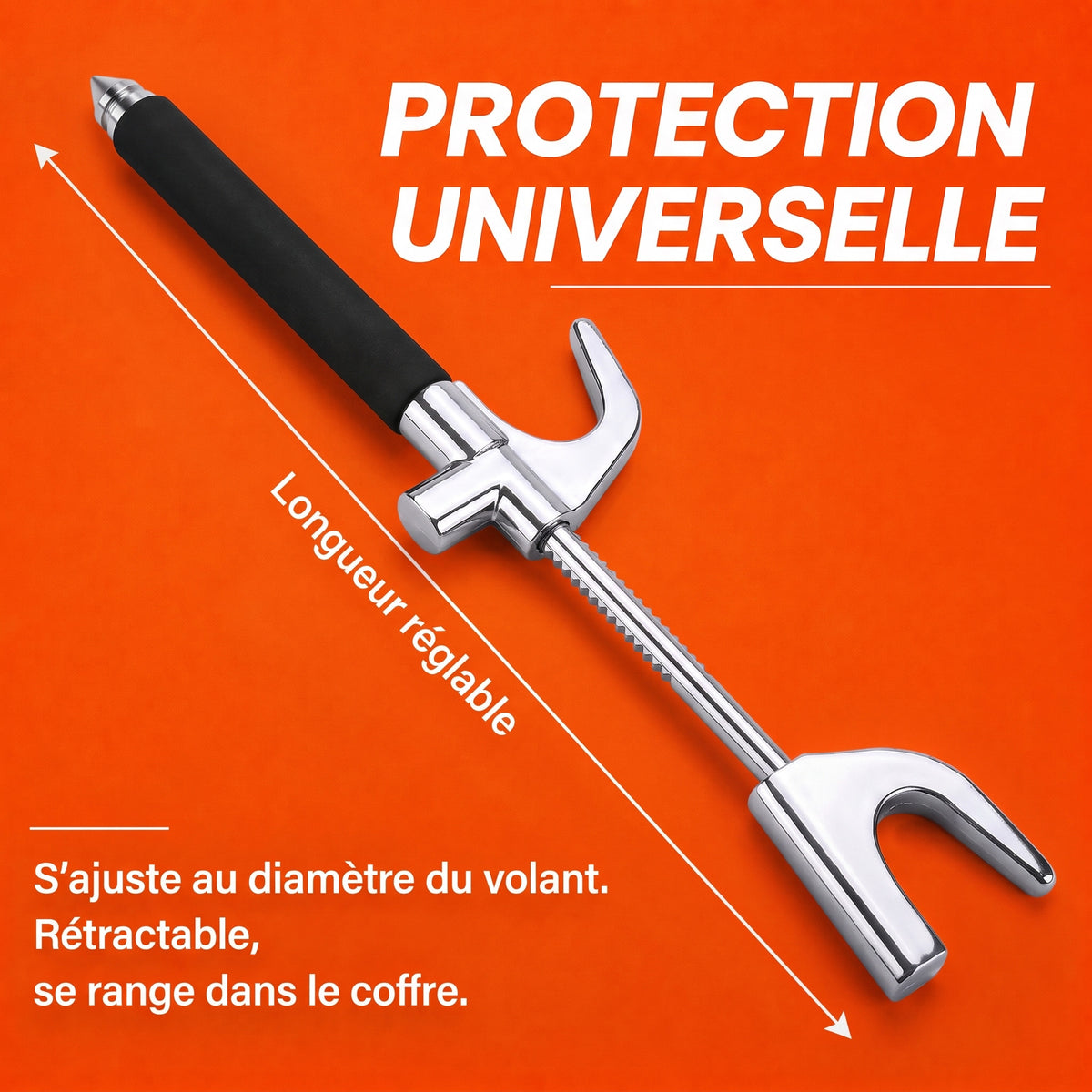 Longueur reglable de la barre antivol KobraLock Duo