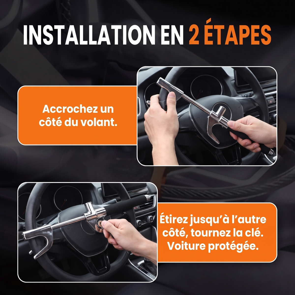 Installation de la barre antivol KobraLock Duo en 2 etapes