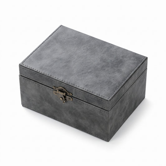 Boîte Faraday XL KobraLock 17 × 12 × 9 cm, cuir gris - packshot fond blanc